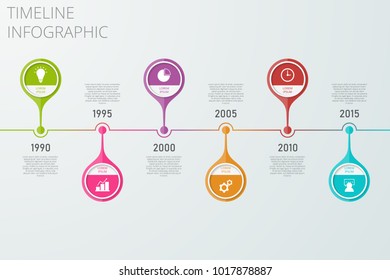 Timeline infographics template for business, education, web design, banners, brochures, flyers. Vector illustration.