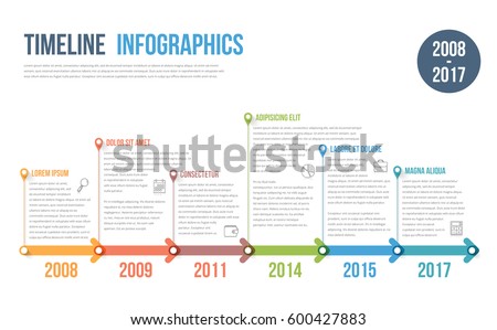 Timeline infographics template with colorful arrows, workflow or process diagram, vector eps10 illustration