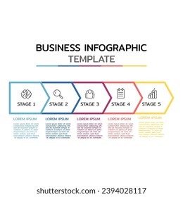 Timeline infographics template design with arrows and circles. Business concept with 5 options.