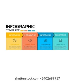 Timeline infographics template design with arrows and icons. Business concept with 4 options, steps, parts.