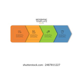 Timeline infographics template design with arrows and icons. Business concept with 4 options, steps, parts.