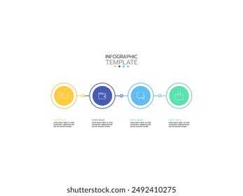 Timeline infographics template design with curcular and circles. Business concept with 4 options, steps, parts.