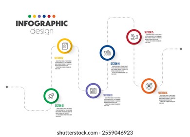 Timeline for infographics template diagrams, graphs, presentations and business concept charts with 6 steps.