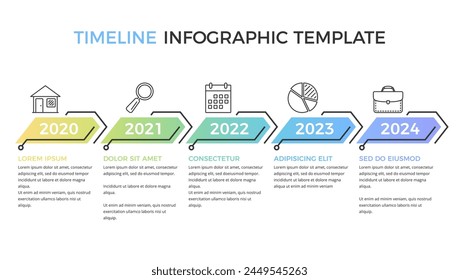 Plantilla de infografías de línea de tiempo con cinco flechas, ilustración eps10 de Vector
