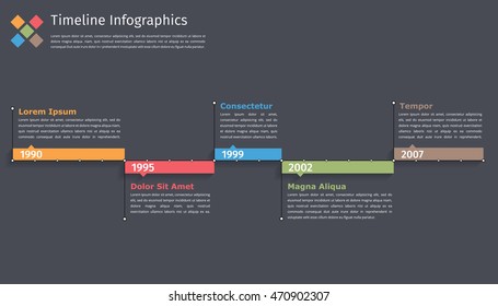 Timeline infographics template, flowchart, workflow or process infographics, vector eps10 illustration