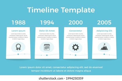 Plantilla de infografía de línea de tiempo con cuatro páginas para el texto y los elementos, ilustración de eps10 vectoriales