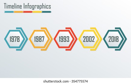 Timeline Infographics template. Horizontal design elements. Colorful vector illustration.
