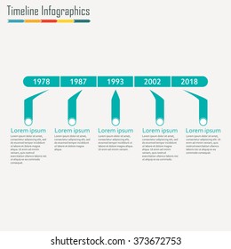Timeline Infographics template. Horizontal design elements. Vector illustration.