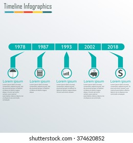 Timeline Infographics template. Horizontal design elements. Vector illustration.