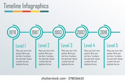 Timeline Infographics template. Horizontal design elements. Vector illustration.