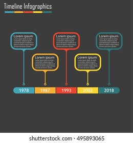 Timeline Infographics template. Horizontal Timeline Infographics design elements. Colorful vector illustration.