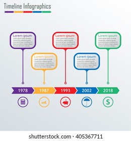 Timeline Infographics template. Horizontal Timeline Infographic design elements. Colorful vector illustration.