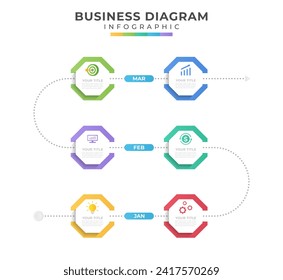 Plantilla de infografía de línea de tiempo con iconos, flujo de trabajo o diagrama de procesos