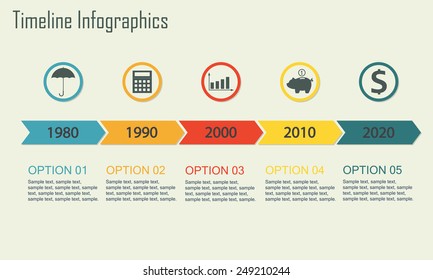 Timeline Infographics template. Isolated design elements. Vector illustration.