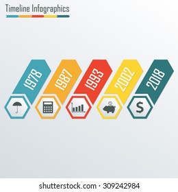 Timeline Infographics template. Isolated design elements for business, web, presentation, layout. Colorful vector illustration.
