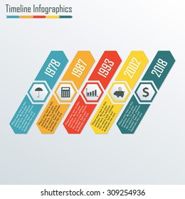 Timeline Infographics template. Isolated design elements for business, web, presentation, layout. Colorful vector illustration.