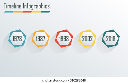 Timeline Infographics template. Isolated design elements for business, web, presentation, layout. Colorful vector illustration.