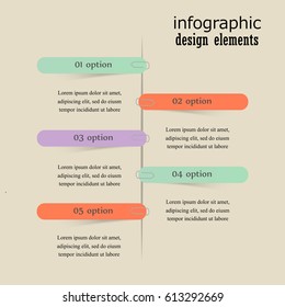 Timeline Infographics template. Isolated design elements. Colorful vector illustration.