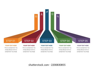 Plantilla de infografía de línea de tiempo. Concepto de diagrama de hitos o procesos 5
