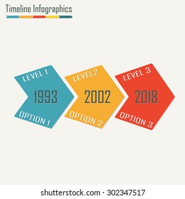 Timeline Infographics template. Next step arrows. Infographic template and design element for web, layout, banner, diagram, presentation and chart. Business concept. Colorful vector illustration.