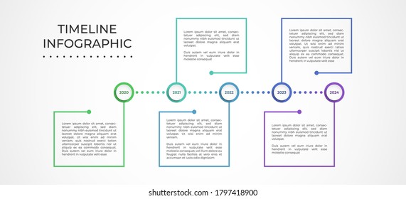 Timeline Infographics Template. Presentation Business Infographic With 5 Sections. Vector Design For Brochure, Diagram, Workflow, Web Design, Annual Report.