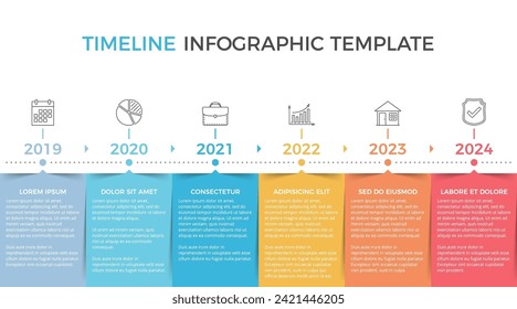 Plantilla de infografía de línea de tiempo con seis elementos, ilustración de eps10 vectoriales