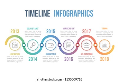 Infografik-Vorlage für Zeitlinien, Farbverläufe, Vektorgrafik-EPS10