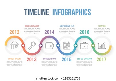 Timeline infographics template, soft color gradients, vector eps10 illustration