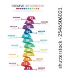 Timeline Infographics Template, Vector infographics timeline design template with 13 label, Vector. can be used for workflow layout, diagram, number step up options. Vector illustration.