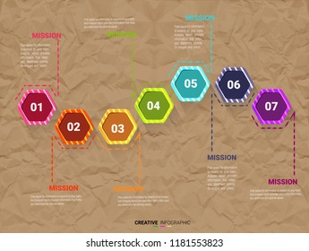 Timeline Infographics Template, Vector infographics timeline design template with 7 label, Vector. can be used for workflow layout, diagram, number step up options.