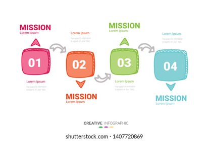 Timeline Infographics Template, Vector infographics timeline design template with 4 label, Vector. can be used for workflow layout, diagram, number step up options.