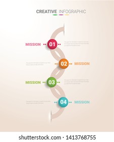 Timeline Infographics Template, Vector infographics timeline design template with 4 label, Vector. can be used for workflow layout, diagram, number step up options.