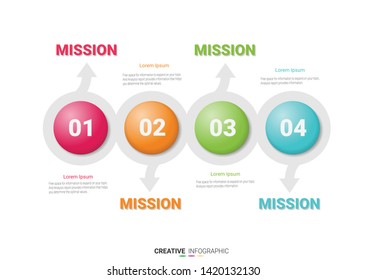Timeline Infographics Template, Vector infographics timeline design template with 4 label, Vector. can be used for workflow layout, diagram, number step up options.