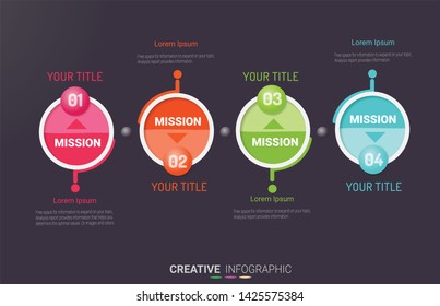 Timeline Infographics Template, Vector infographics timeline design template with 4 label, Vector. can be used for workflow layout, diagram, number step up options.