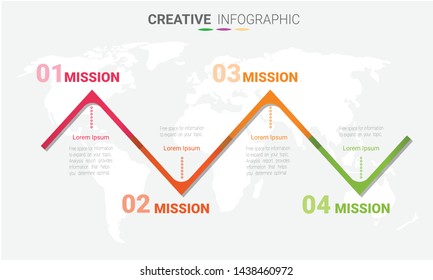 Timeline Infographics Template, Vector infographics timeline design template with 4 label, Vector. can be used for workflow layout, diagram, number step up options.