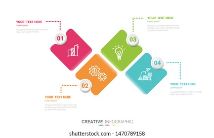 Timeline Infographics Template, Vector infographics timeline design template with 4 label.