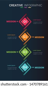 Timeline Infographics Template, Vector infographics timeline design template with 4 label.