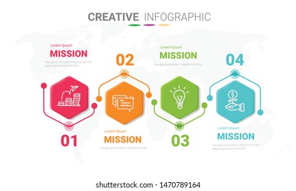 Timeline Infographics Template, Vector infographics timeline design template with 4 label.