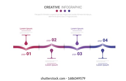 Plantilla de infografía de línea de tiempo, plantilla de diseño de escala de tiempo de infografía vectorial con 4 etiquetas, Vector. puede utilizarse para las opciones de diseño de flujo de trabajo, diagrama y aumento de número.