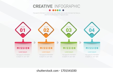 Timeline Infografik Vorlage, Vektorillustration Infografik Timeline Design Vorlage mit 4 Label, Vektorillustration. kann für das Workflow-Layout, Diagramm, die Anzahl Schritt-up-Optionen verwendet werden.