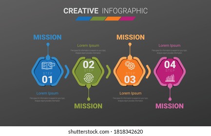 Timeline Infographics Template, Vector infographics timeline design template with 4 label, Vector. can be used for workflow layout, diagram, number step up options.