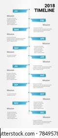 Timeline Infographics Template, Vector infographics timeline design template with 12 months 1 year, Vector can be used for workflow layout, diagram, number step up options.