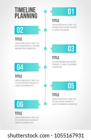 Timeline infographics template, workflow layout, diagram, number step up options in vector illustration.