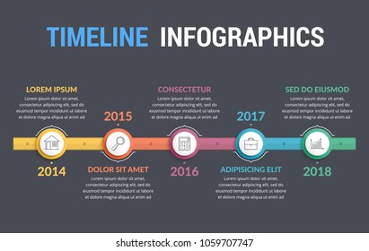 Timeline infographics template, workflow or process diagram, vector eps10 illustration