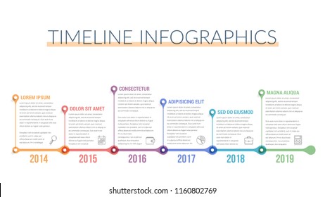 Timeline infographics template, workflow or process diagram, vector eps10 illustration