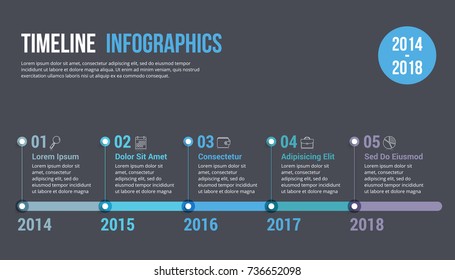 Timeline Infographics Template, Workflow Or Process Diagram, Vector Eps10 Illustration