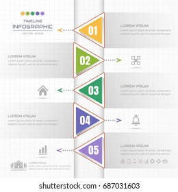 Timeline infographics Triangle design template with icons, process diagram, vector eps10 illustration