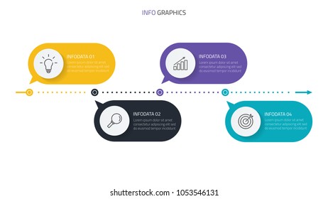 Timeline infographics.Business concept with 4 steps,options, circles, arrow.Vector illustration