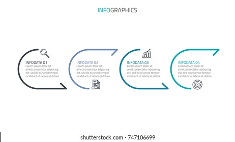 Timeline infographics.Business concept with outline and arrows design template for 4 step or options.Vector illustration