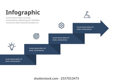 Timeline Journey Infographic, 4-Step Business Concept with Options, Vector Graph Illustration for Presentations.